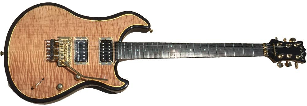 Pictured: DC with figured maple droptop, Floyd Rose tremolo, 3x3 vintage headstock